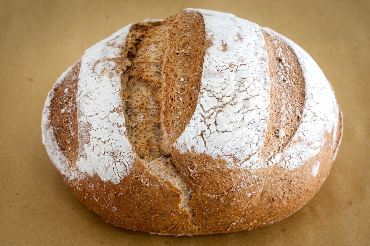 Fresh sourdough bread, just out of the oven